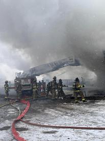 Truck 403 assisting Intercourse Fire Company on a barn fire on January 16th.

Tanker 405, Engine 405, Squad 405, Intermediate 401 and Intermediate 402 also assisted on scene. 